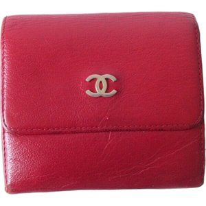 354099F V Chanel Wallet CC Red Leather